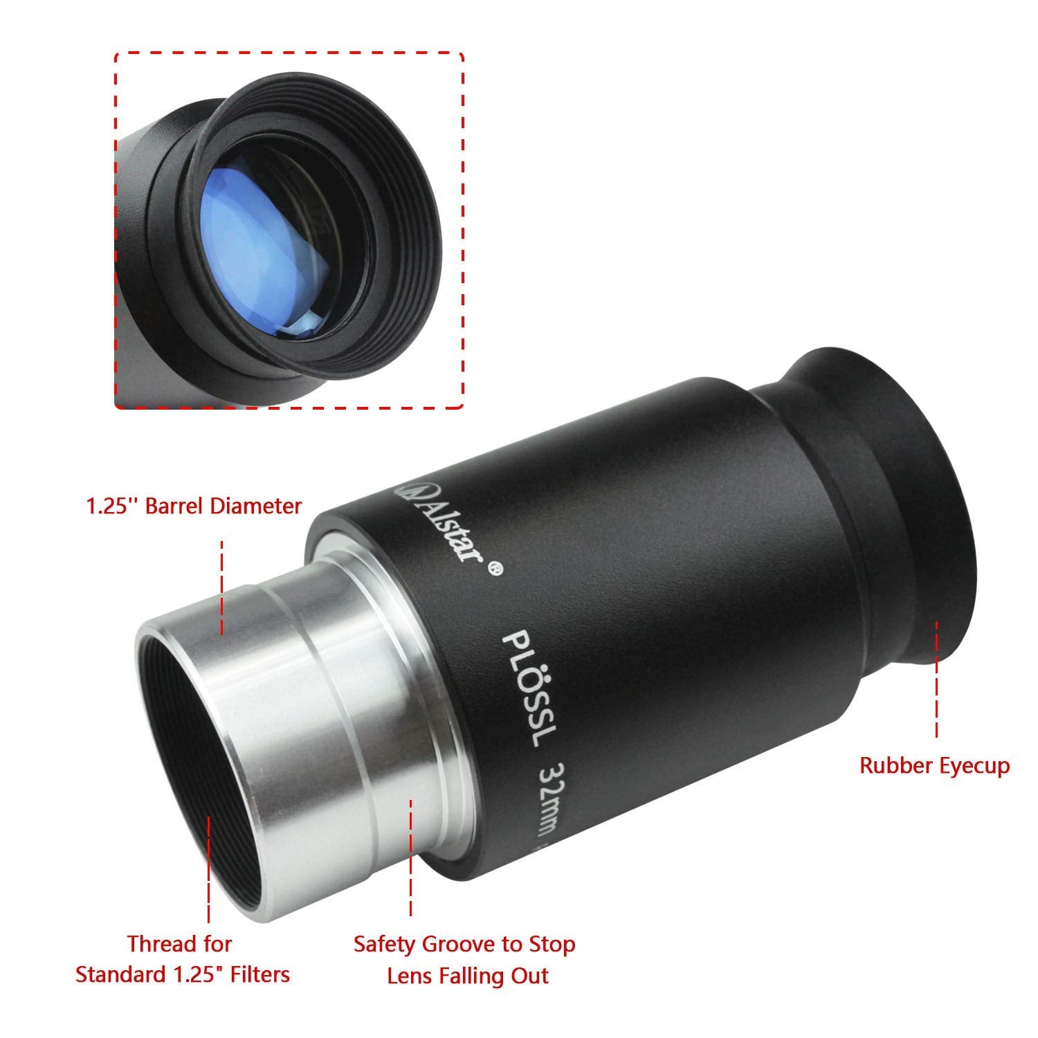 Alstar 1.25 Inch Plossl Telescope Eyepiece   32Mm Fully Multicoated Optical Lens For 1.25Inch Astronomic Telescope And Astronomy
